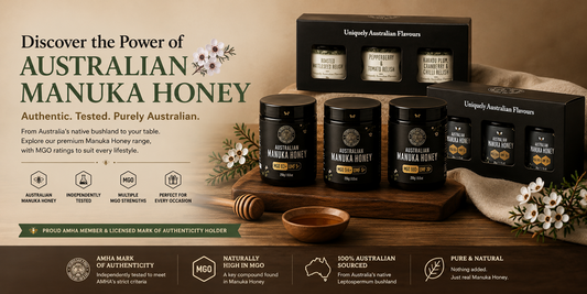 Australian Manuka Honey in a jar with a spoon