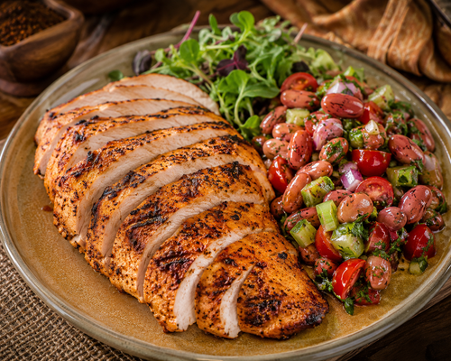 Barbecued Turkey Breast with Borlotti Bean Salad