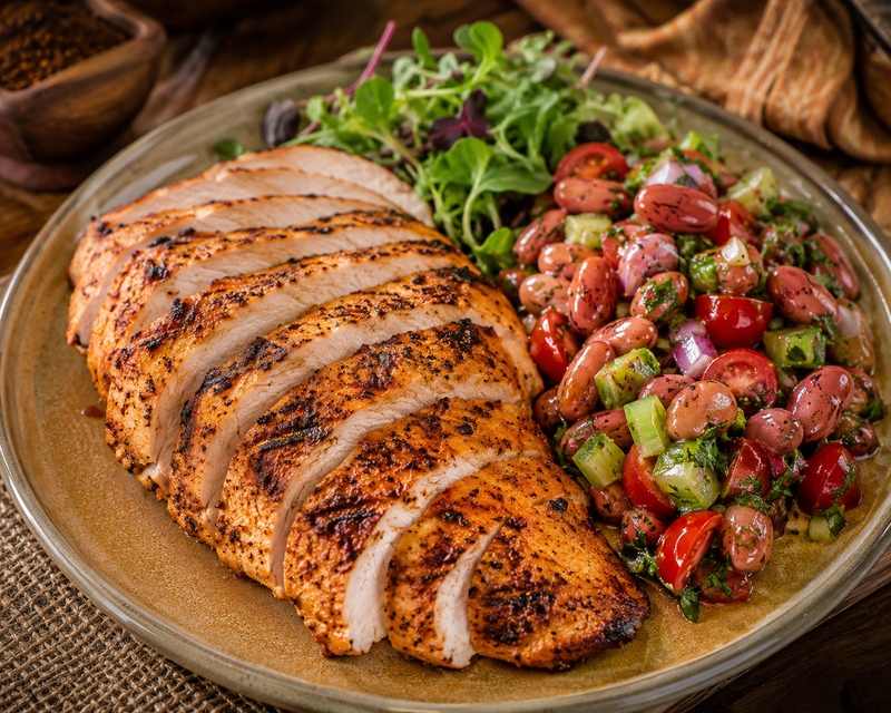 Barbecued Turkey Breast with Borlotti Bean Salad