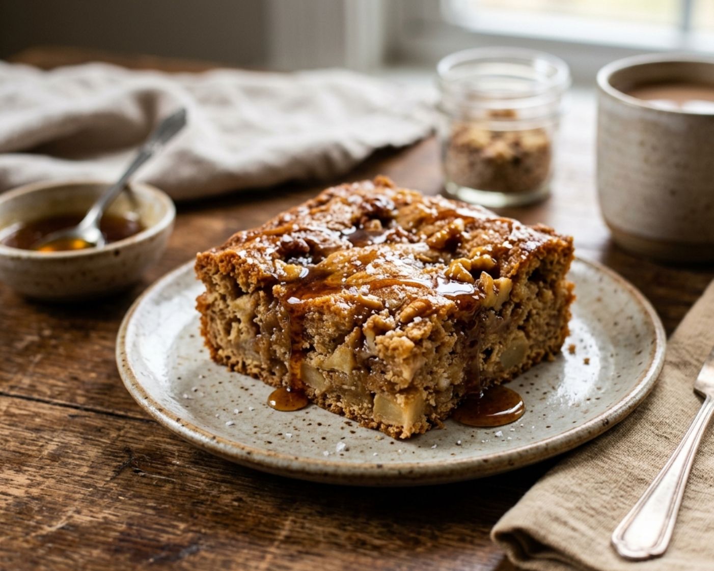 Brown Butter Apple Blondie With Caramelised Honey