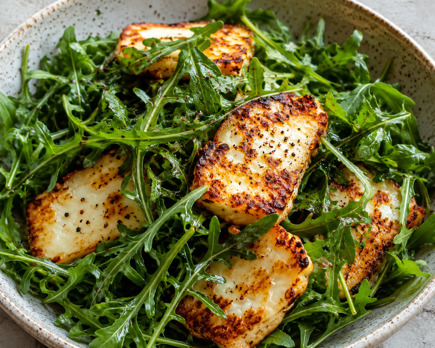 GREEN Recipes – Rocket With Fried Haloumi