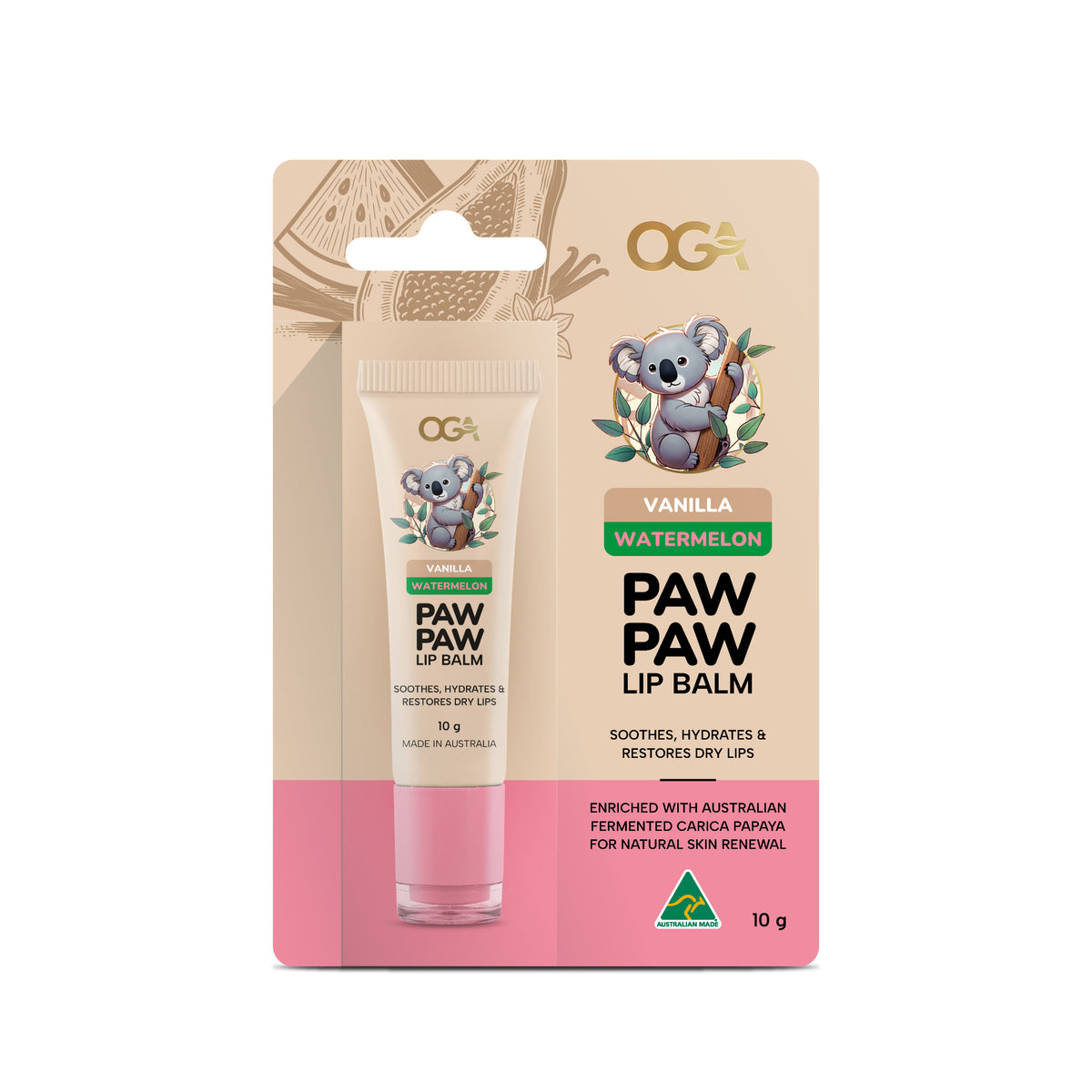 Koala Paw Paw Lip Balm – Vanilla & Watermelon