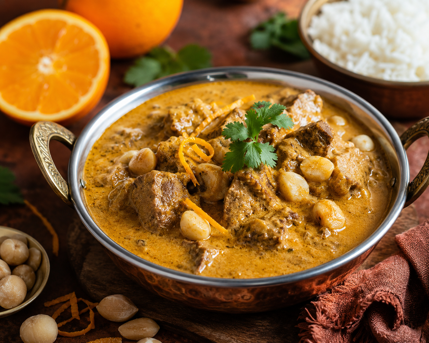 ORANGE Recipes – Lamb and Macadamia Korma