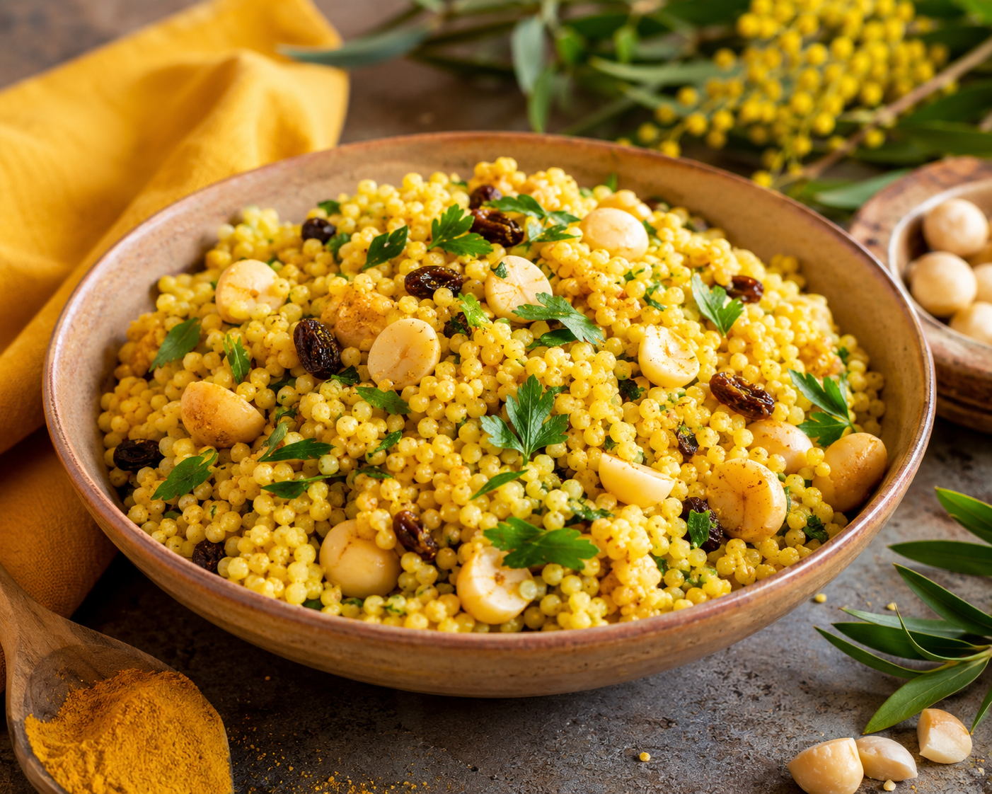 YELLOW Recipes – Macadamia Spice Couscous
