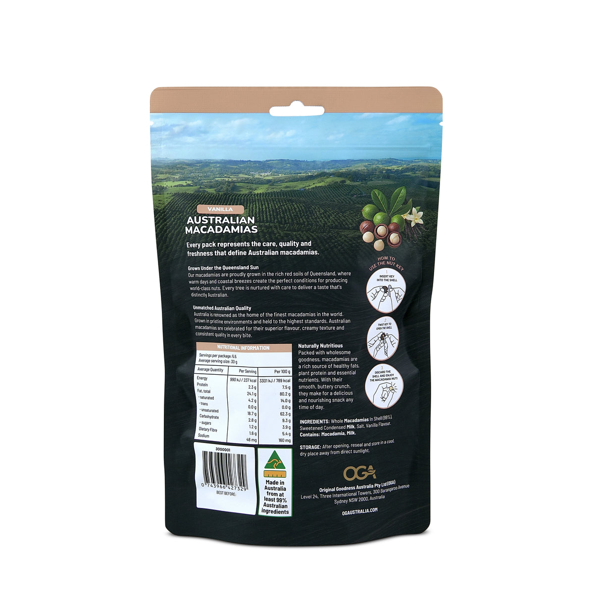 Vanilla Australian Macadamias – 200g